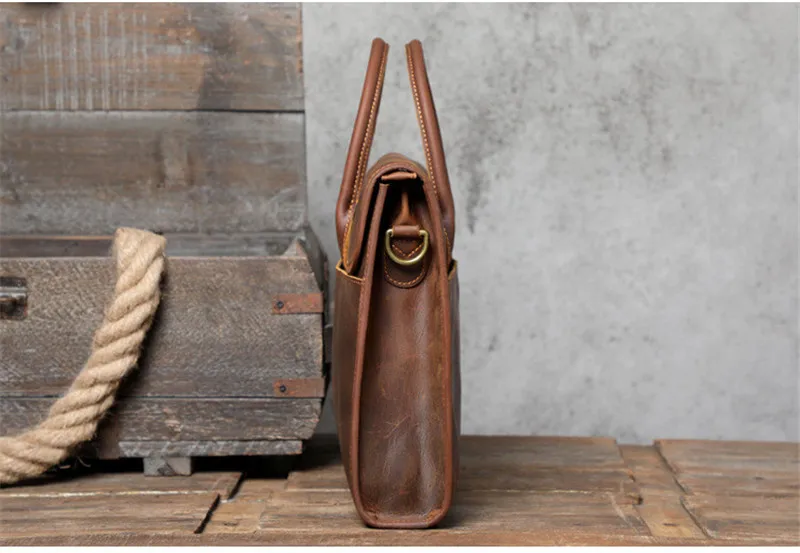 PNDME Retro Business Einfache Aktentasche aus Crazy Horse-Rindsleder für Herren, tägliche wasserdichte Laptoptasche, Arbeitsschultertaschen aus echtem Leder – Detail 10