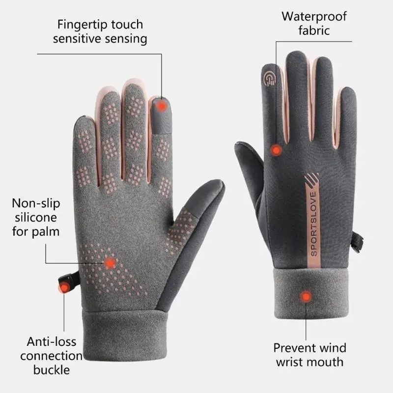 39BD Sport-Handschuhe mit berührbarem Bildschirm, Winter-Vollfinger-Fäustlinge, dehnbar, warm, Radfahren, Skifahren, Klettern – Detail 7
