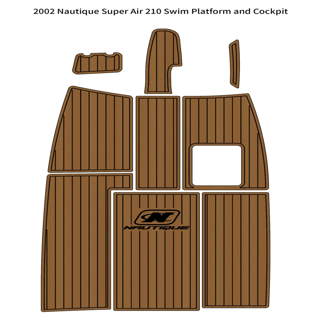 

2002 Nautique Super Air 210 Cockpit Pad Boat EVA Foam Faux Teak Deck Floor Mat SeaDek MarineMat Gatorstep Style Self Adhesive