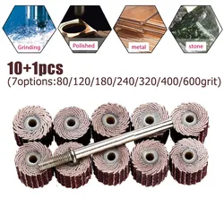 10 PCS Sanding Flap Set Flap Wheel Disc Sanding Drill Abrasive Sandpaper Polishing With 3mm Shank Grinding Wheel Head