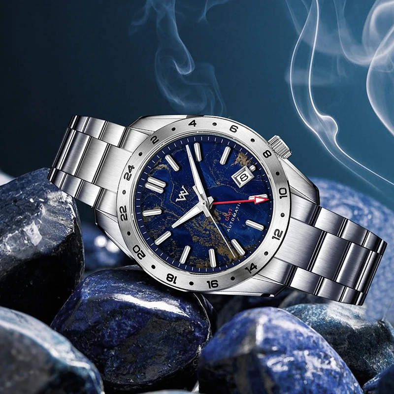 WM Watch Automatic Mechanical GMT Watches Lapis Lazuli/Blue