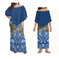 Polynesian Samoan Island Women'S Cape Dress Plus-Size Holiday Party Evening Dress, Mother-Daughter Dress Girl Dress - Image 2