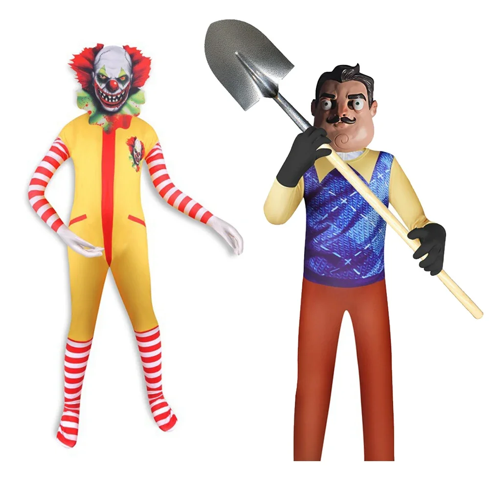 

Boy Neighbor McFarland Cosplay Costume for Boys Carnival Halloween for Kids Party Costume Child Gift Mask 3D boys Jumpsuits