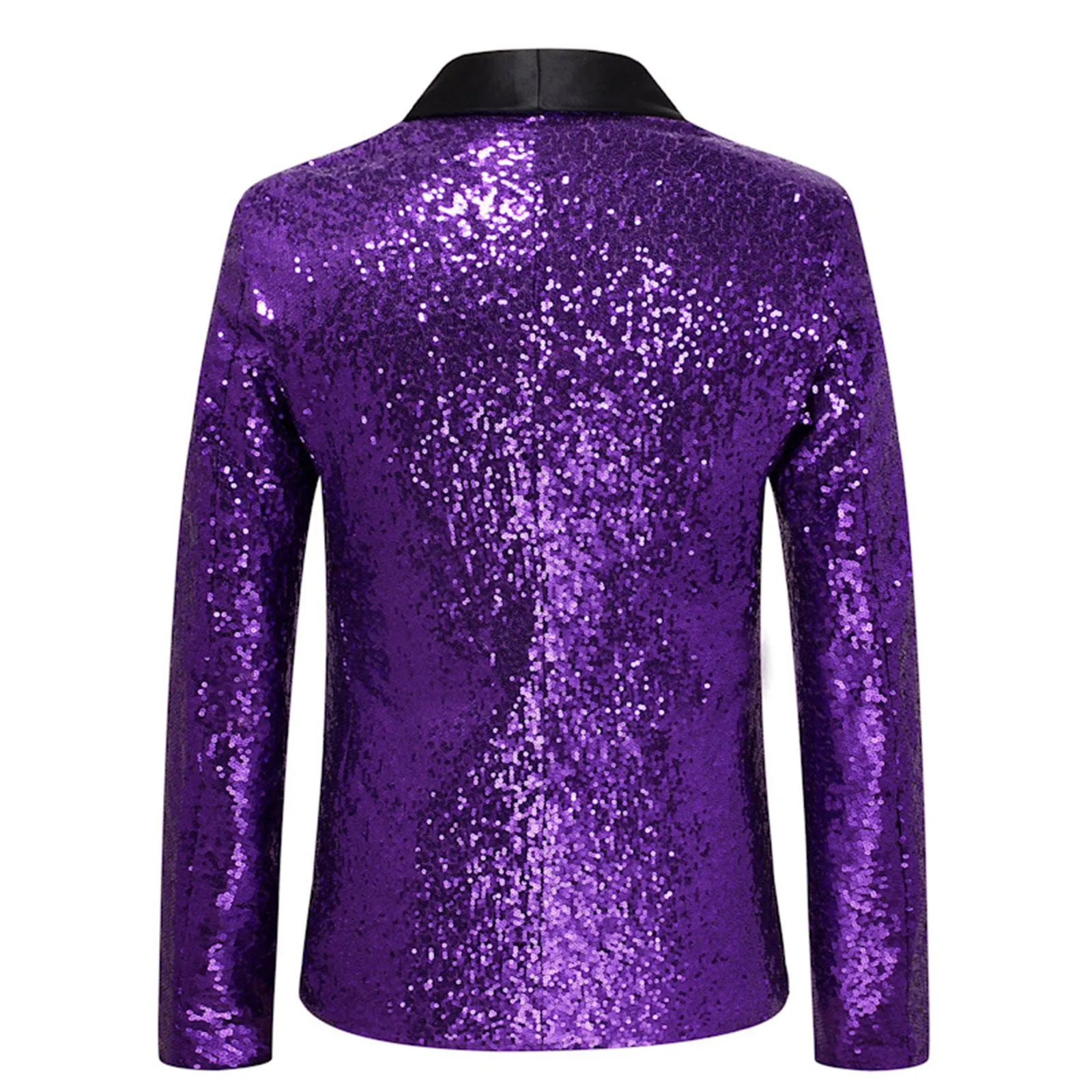 Men's Blazer Jacket Purple Glitter Sequins Embellished Slim Fit Evening Party Night Club Stage Wedding Singer Costume men suits jackets