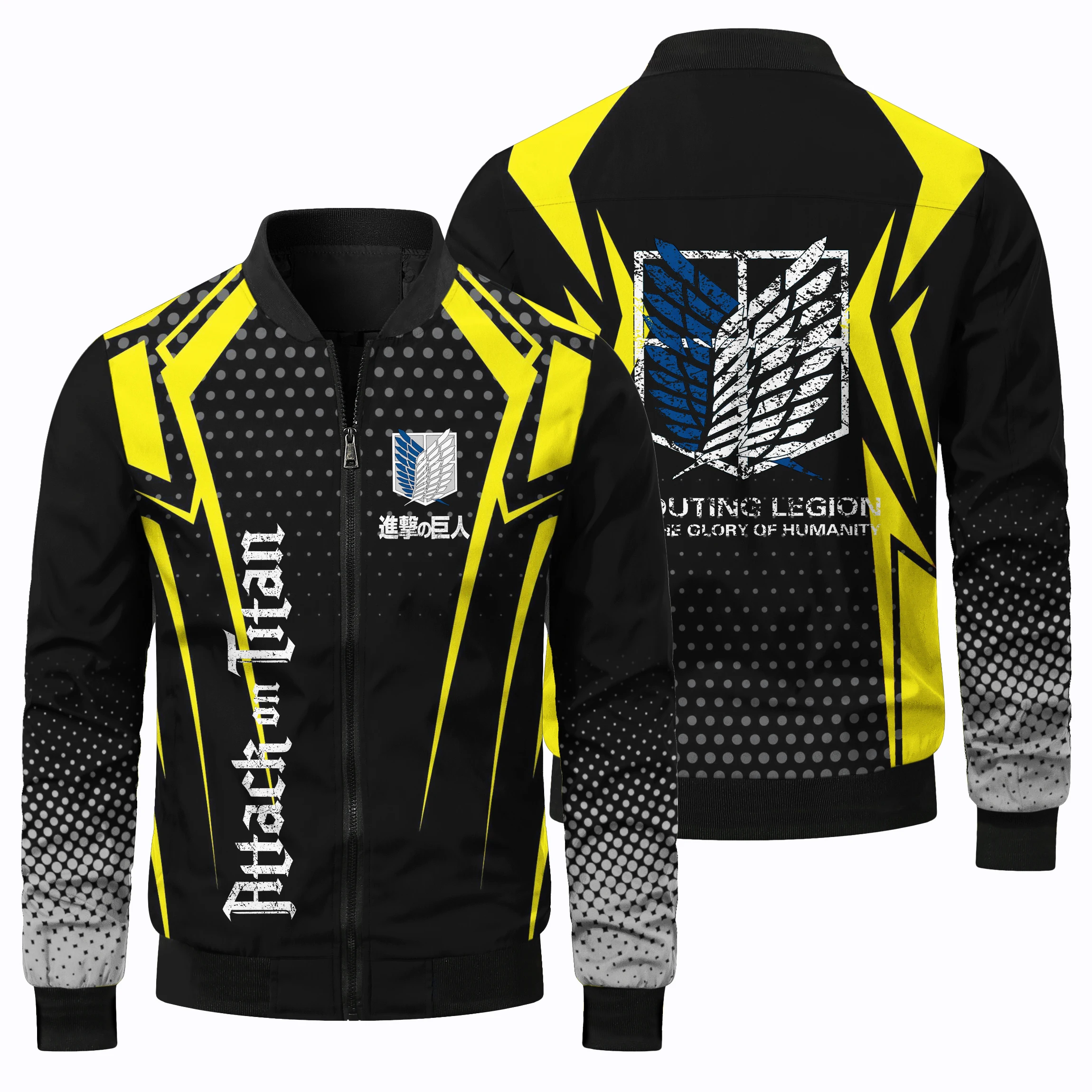 thumbnail image 2 of Nueva chaqueta de manga larga con estampado de alas de libertad de anime japonés para deportes al aire libre, estilo hip hop callejero, chaqueta con bolsillo y cremallera, 2 of 5