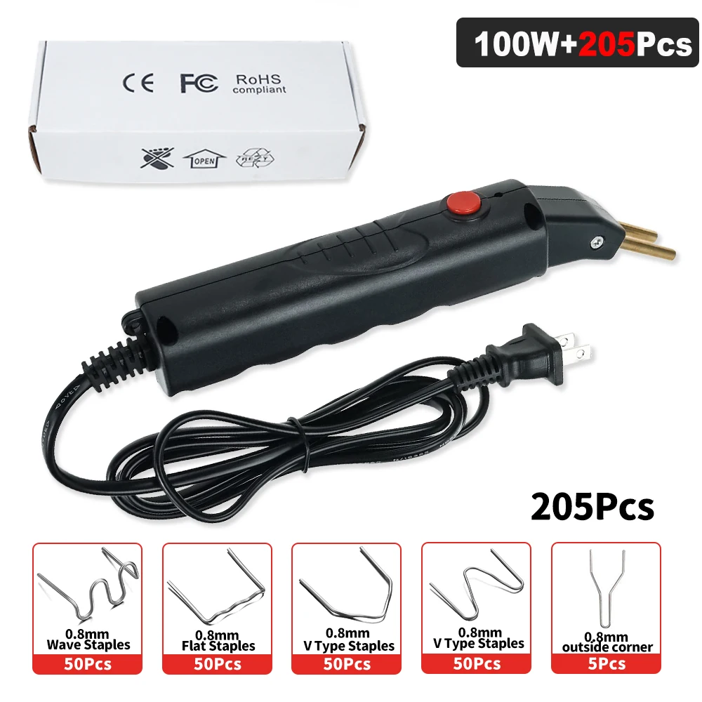 Kit de pistolet à souder en plastique portable 110 V/220 V, avec 205  agrafes et lumière LED, pour réparation de plastique, pare-chocs de  voiture