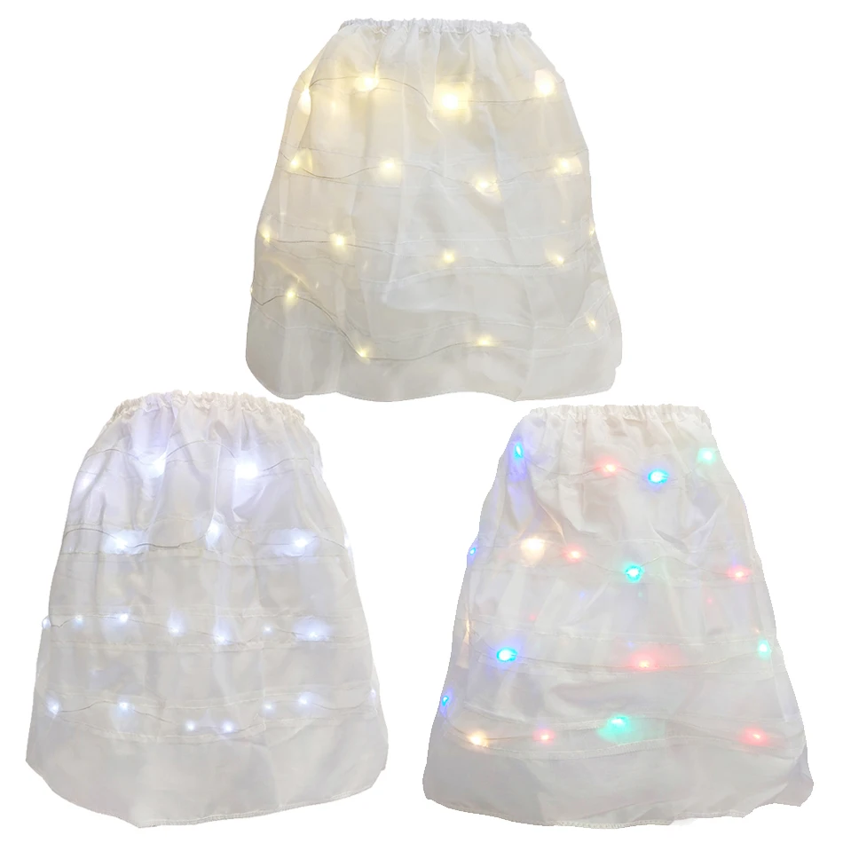 Girl LED Coloured Light Bustle Crinoline Elastic Underskirt Children Petticoat for Kid Princess Cosplay Halloween Birthday Dress princess costume