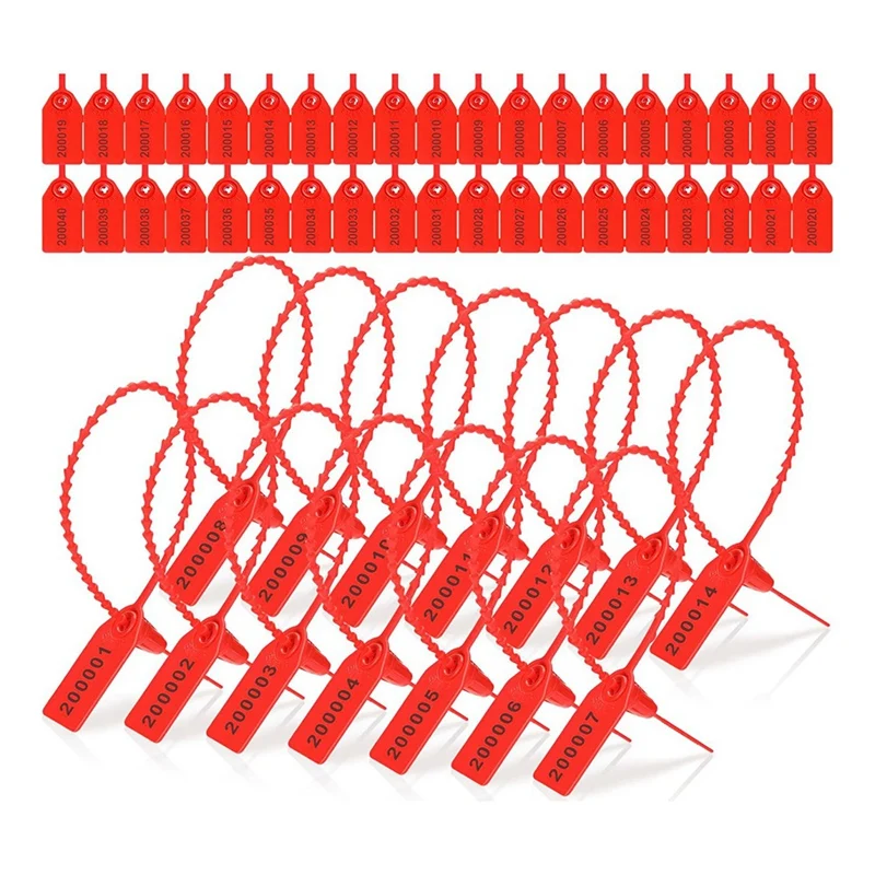 

Plastic Tamper Resistant Seal Fire Extinguisher Label Seal Security Number Zipper Collar 250Mm Length 2000 PCS Red