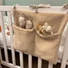 New Thick Plush Baby Crib Hanging Storage Bag Portable Double Pockets Newborn Cot Toy Organizer Bag Bed Headboard Storage Pouch 5