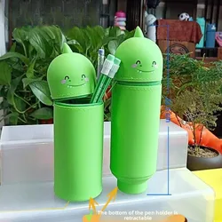 Cute Animal Silicone Pencil Case - Large Capacity Storage Bag & Toy Gift - 1pcs (Green - konglong)