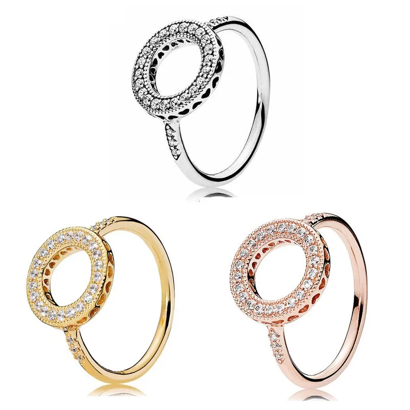 

Original Moments Rose Hearts Of Halo Crystal Ring For Women 925 Sterling Silver Wedding Gift Fashion Jewelry