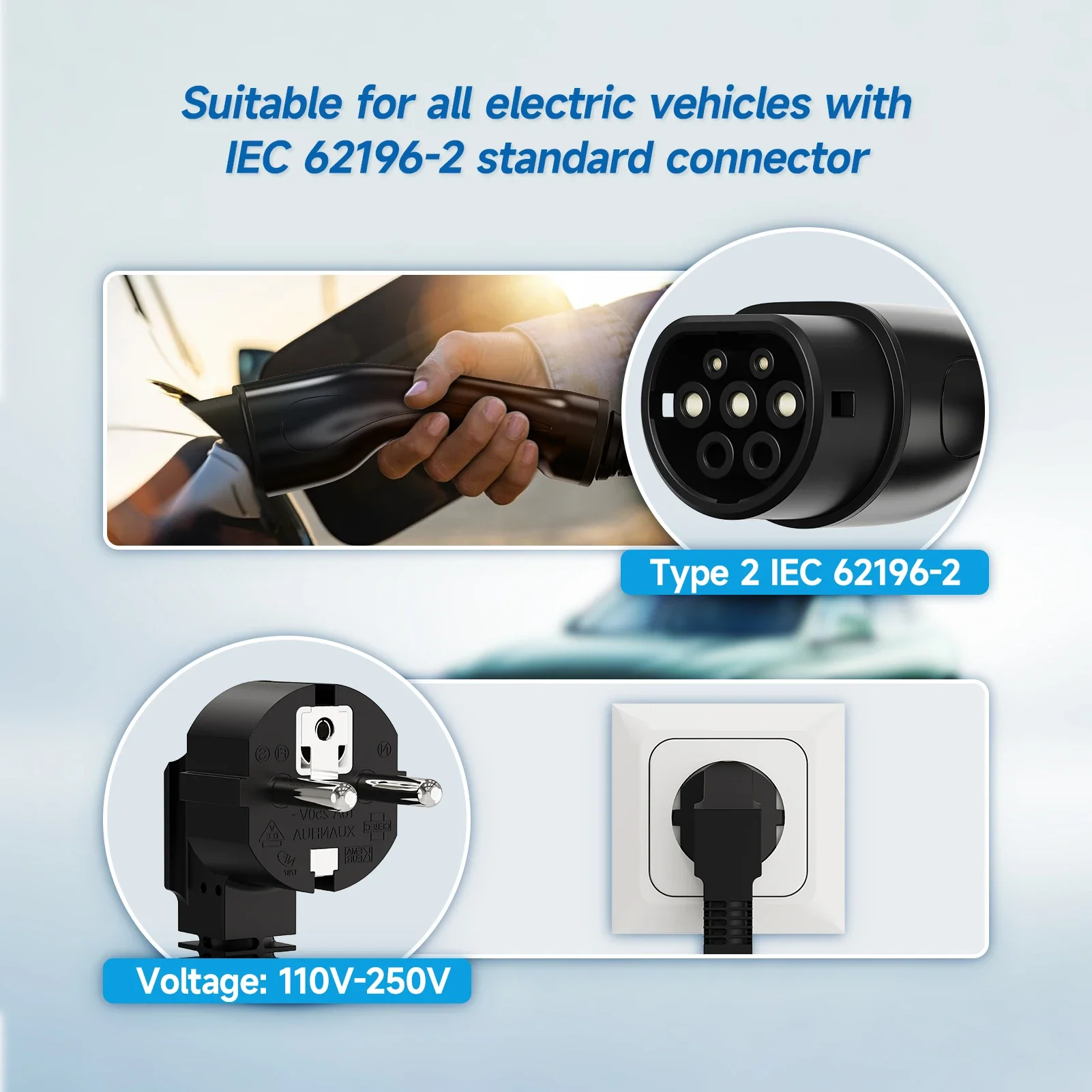 WiFi Electric Car Charger Puppyfc Type1 3.6KW 16A 1Phase Type2/GBT Plug Portable EV Charger Fast Charging Wallbox with Cable ev charger