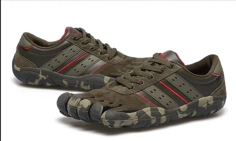 

Men`s Genuine leather 5 fingers shoes mens slip-resistant microfiber breathable 5 toes walking hiking shoes leisure sneakers