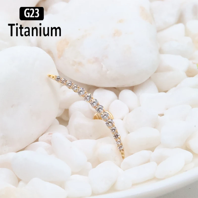 G23 Titanium 16G Cartilage Stud Women's Earrings Septum Piercing Zircon falcate Ear Lobe Tragus Helix Lip Rings Labret Jewelry
