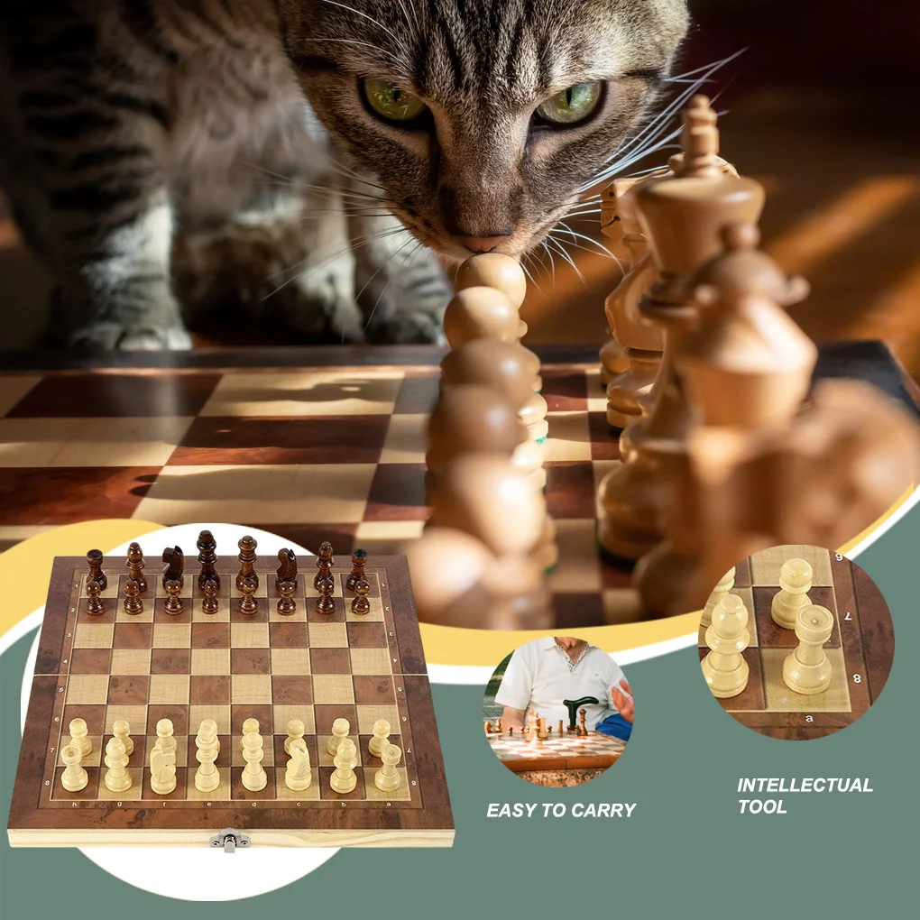 Jeu D'échecs Voyage Magnétique 5 En 1 - Échiquier Pliable Avec Dames, Backgammon - Pour Enfants Et Adultes
