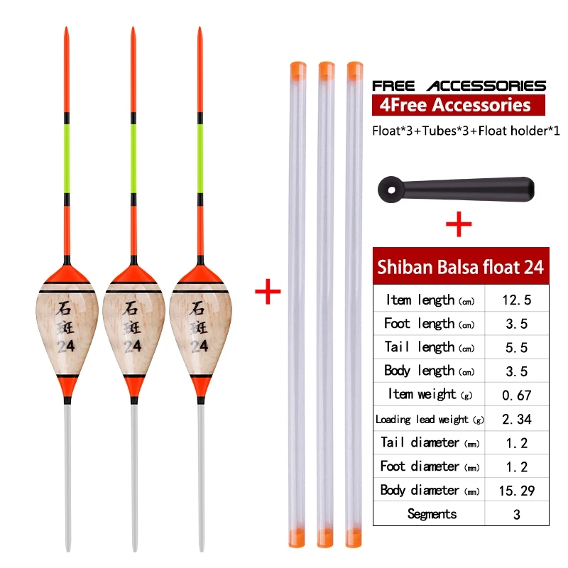3PCS Balsaholz Schwimmt + 3 Röhren + 1 Boje Sitz Flaches Wasser Eis Vertikale Empfindliche Bobber Zubehör Werkzeuge angelgerät – Detail 21