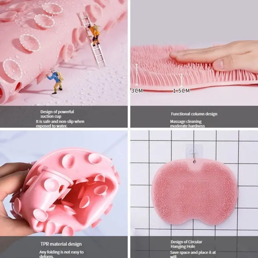 Exfoliating Shower Massage Scraper Bathroom Non-slip Bath Mat Back Massage Brush Silicone Foot Wash Body Cleaning Bathing Tool 6