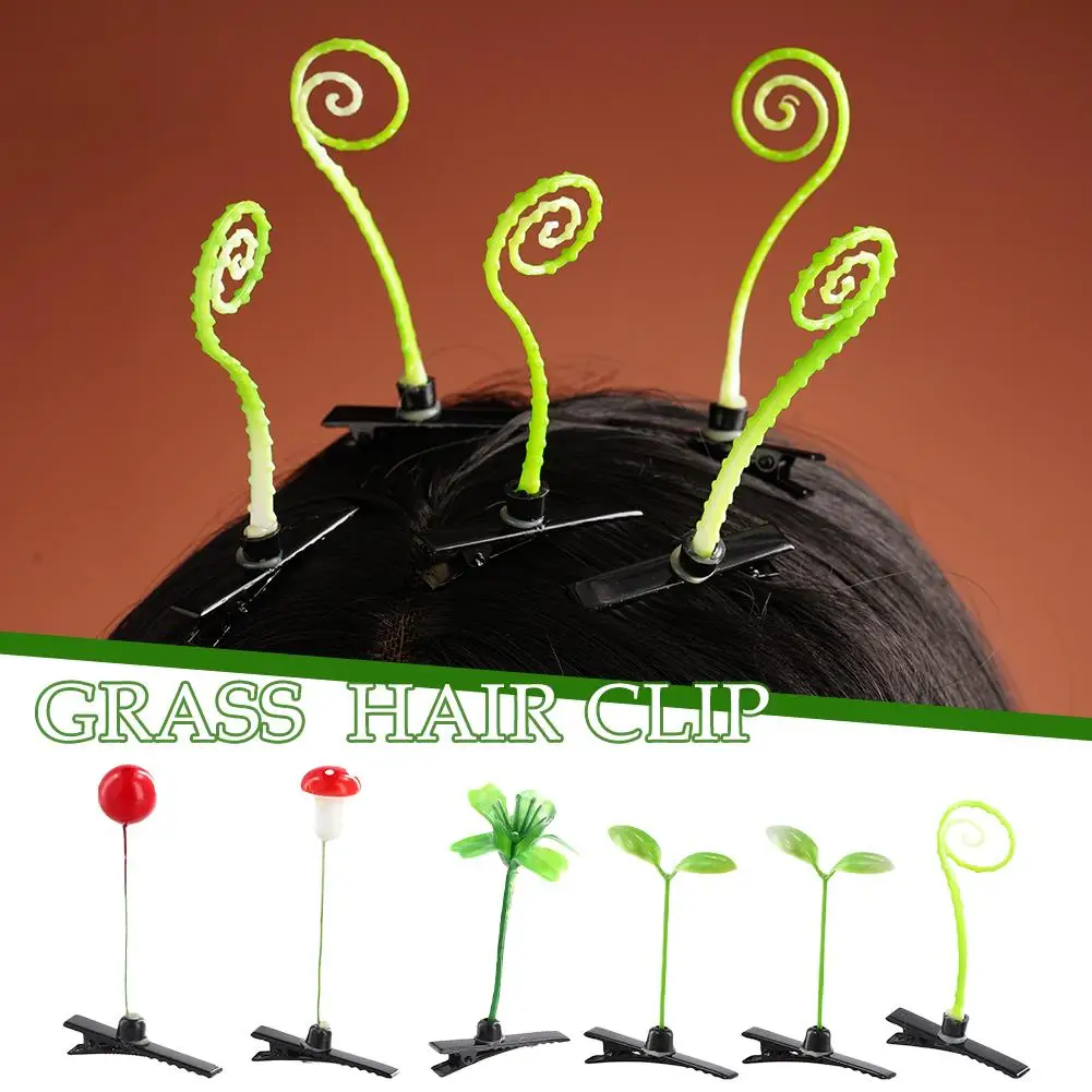 5Pcs Mini Bean Sprout Hair Grips Kids Sweet Girls Plant Grass Hairpins Hairpin Clips Hair Styling Kids Hair Claw Tool Print T4V0