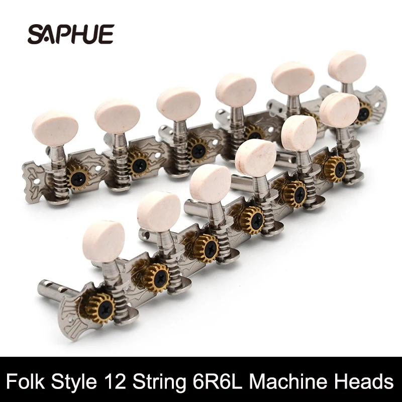6R6L Stainless Guitar Tuning Peg Machine Heads Tuners with White