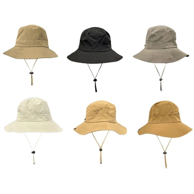 

Western Fisherman Hat Breathable Sun Hat Drawstring Bucket Cap Unisex Hat