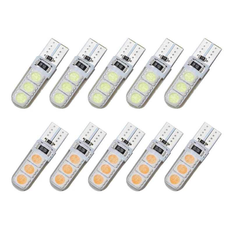 

10 шт., W5W 194 T10 Светодиодные лампы 5W5 6 SMD 12 в 7000K, автомобильные внутренние купольные лампы для чтения, боковые лампы для номерного знака Honda Accord