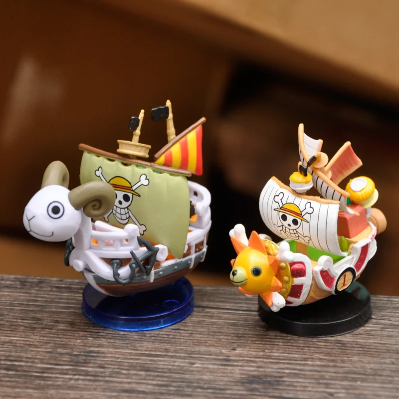 

7cm Anime One Piece Ship Figure Luffy Model Toy Super Cute Mini Boat THOUSANDSUNNY Going Merry Assembled Model Action Figure