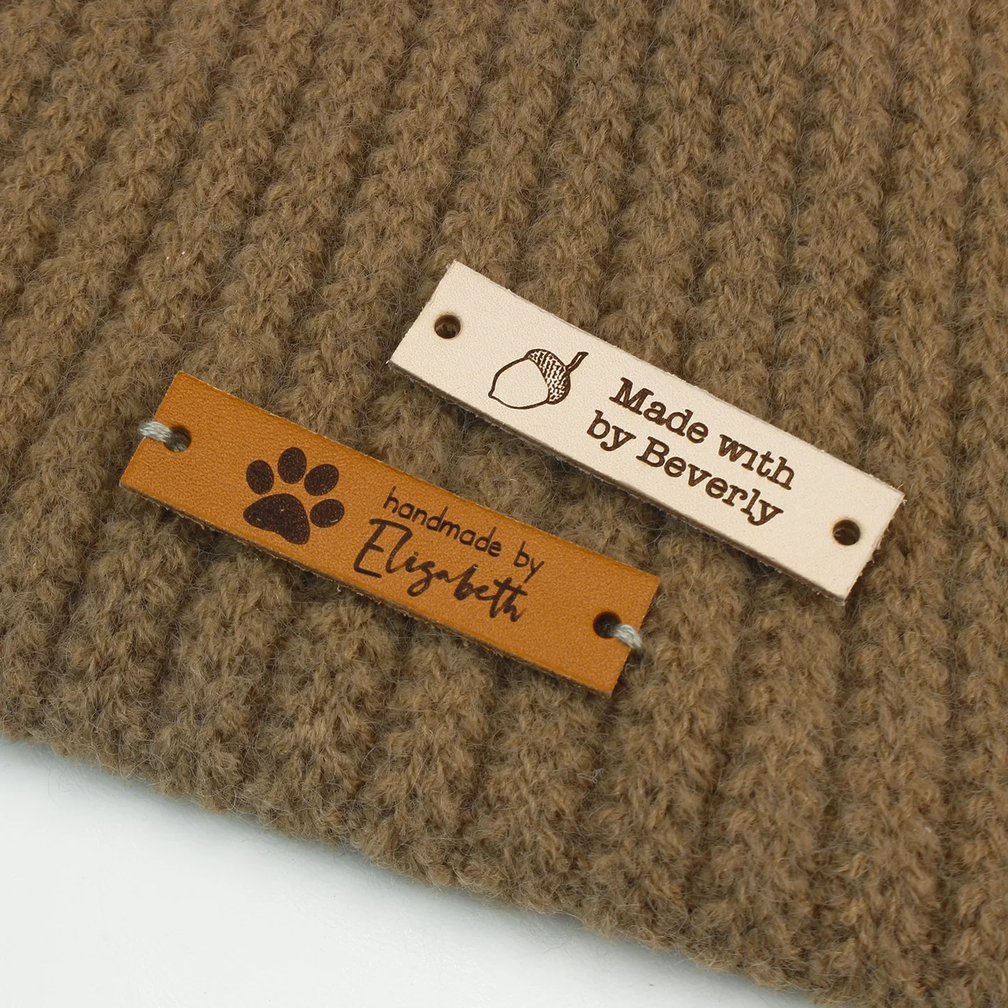 Personalized Sewing Leather Tag with or Text Hats Knits Tag Crochet and Handmade Brands Clothes Tags 12.5x50mm