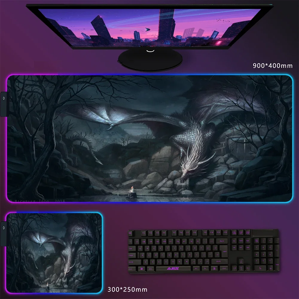 Enhanced RGB Gaming Mousepad - Extra Large Desk Mat with LED Lighting