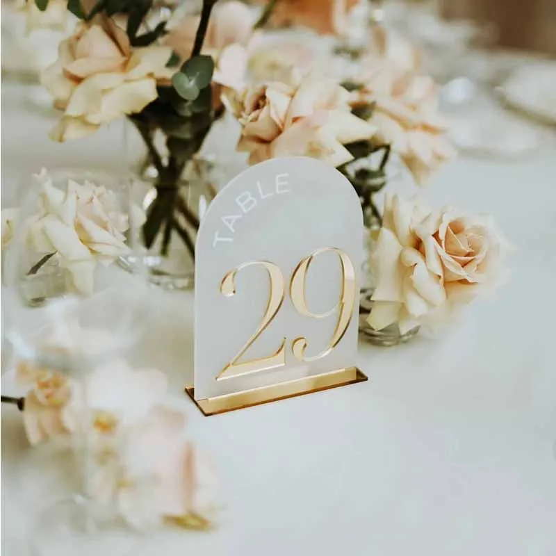 Arched Shape Table Numbers Gold Wedding Table Numbers with Stands 3D Wedding Reception Decor wedding table numbers