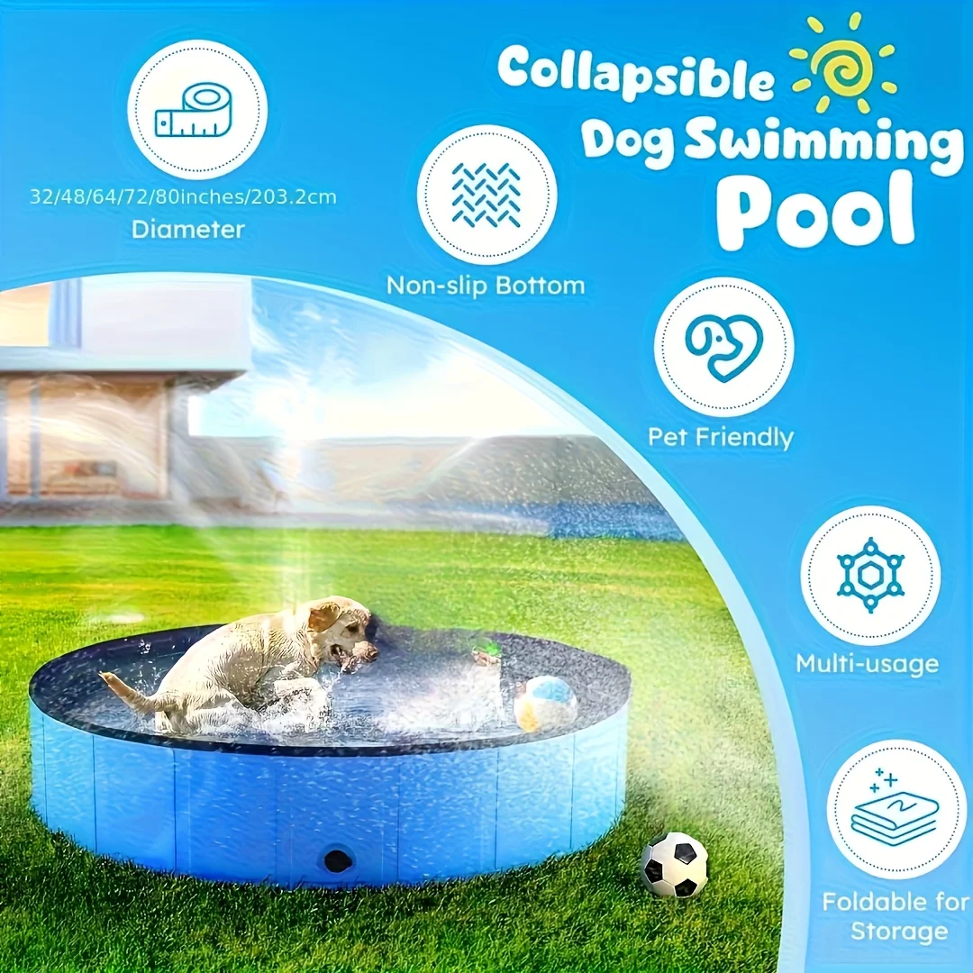 Vasca da bagno per cani Vasca da bagno blu per animali domestici per uso interno ed esterno, adatta a tutte le razze di cani, facile da pulire, bordi robusti - immagine 5