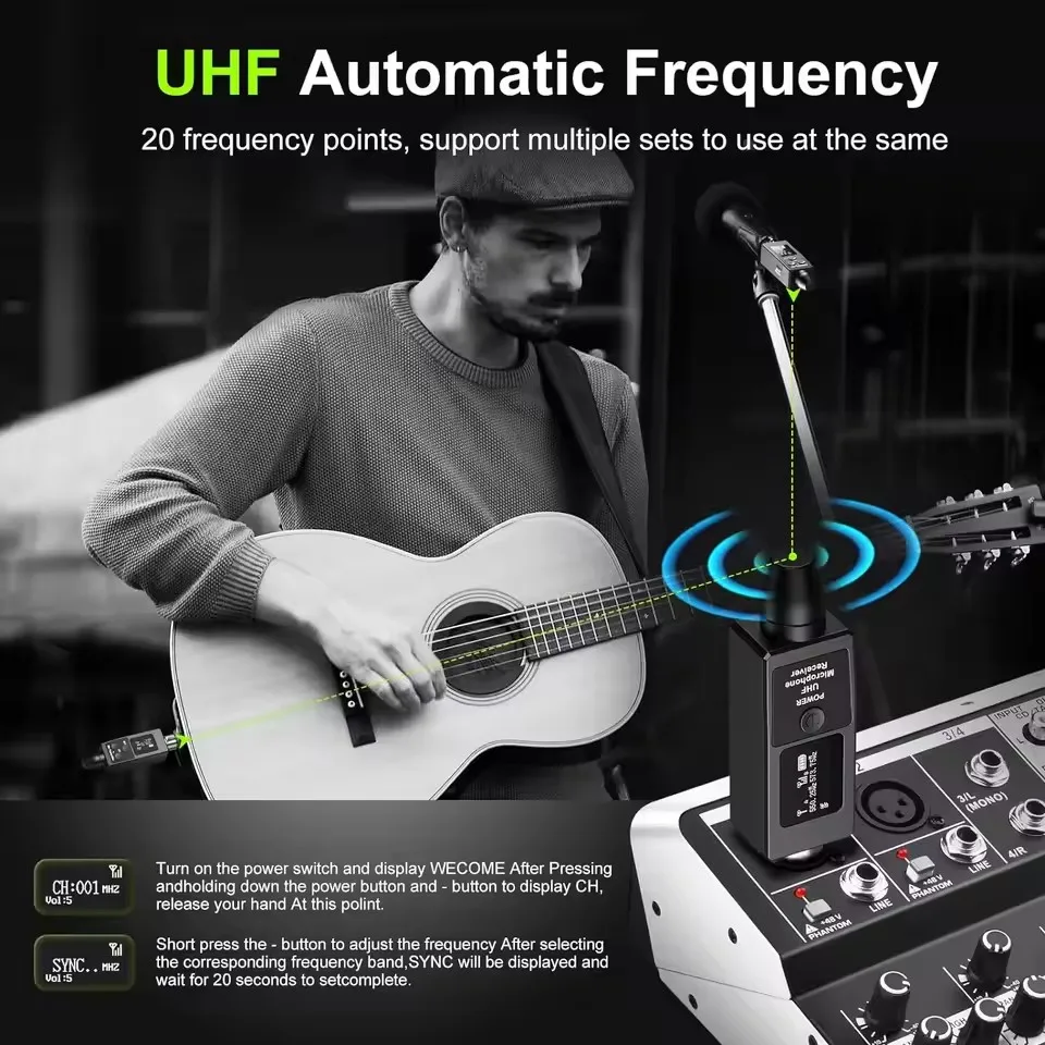 Wireless Microphone Converter XLR Transmitter And Receiver For Dynamic Microphone Guitar Receiver Transmission Adapter