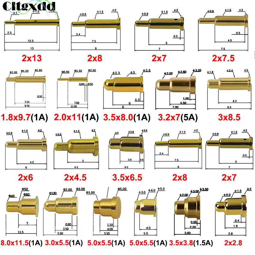 

1PCS 1A 1.5A 5A High Current Pogo Pin Connector Charging Conductive Needle Antenna Top PogoPin Spring Loaded Contact Test Probe