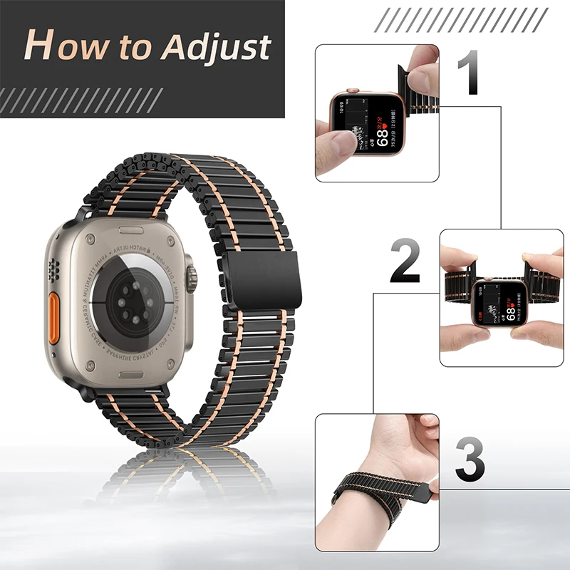Magnetic Loop strap For Apple watch band 49mm 45mm 44mm 41mm 40mm Metal stainless steel Bracelet iWatch Serie SE 3 5 6 7 8 ultra