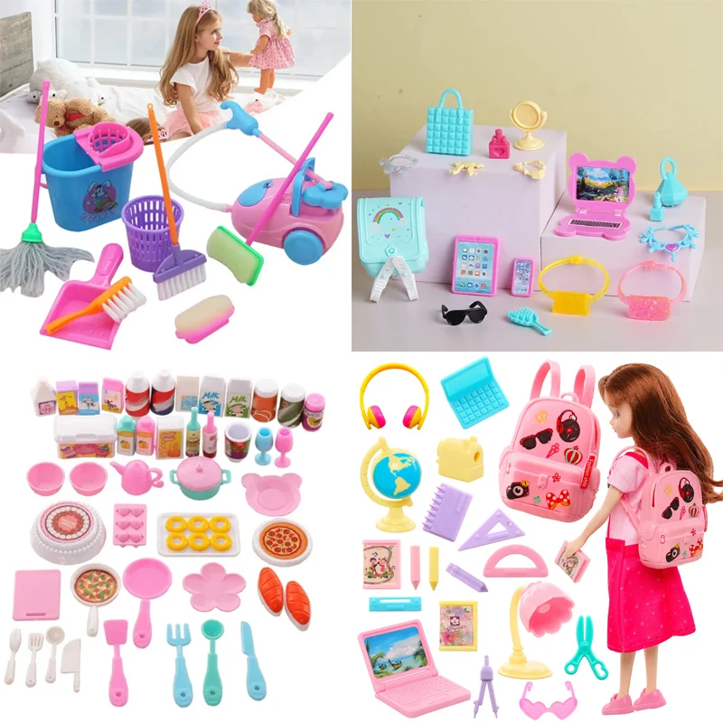 Kawaii Doll Accessories Food Clean Study Tool Mini Item Toys Cute Miniature for Dollhouses Color random