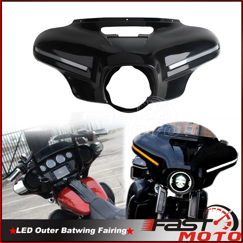 

Front Batwing Fairing LED Outer Headlight Fairing For Harley Electra Glide Ultra Classic Limited Standard Street Glide 2014-2024