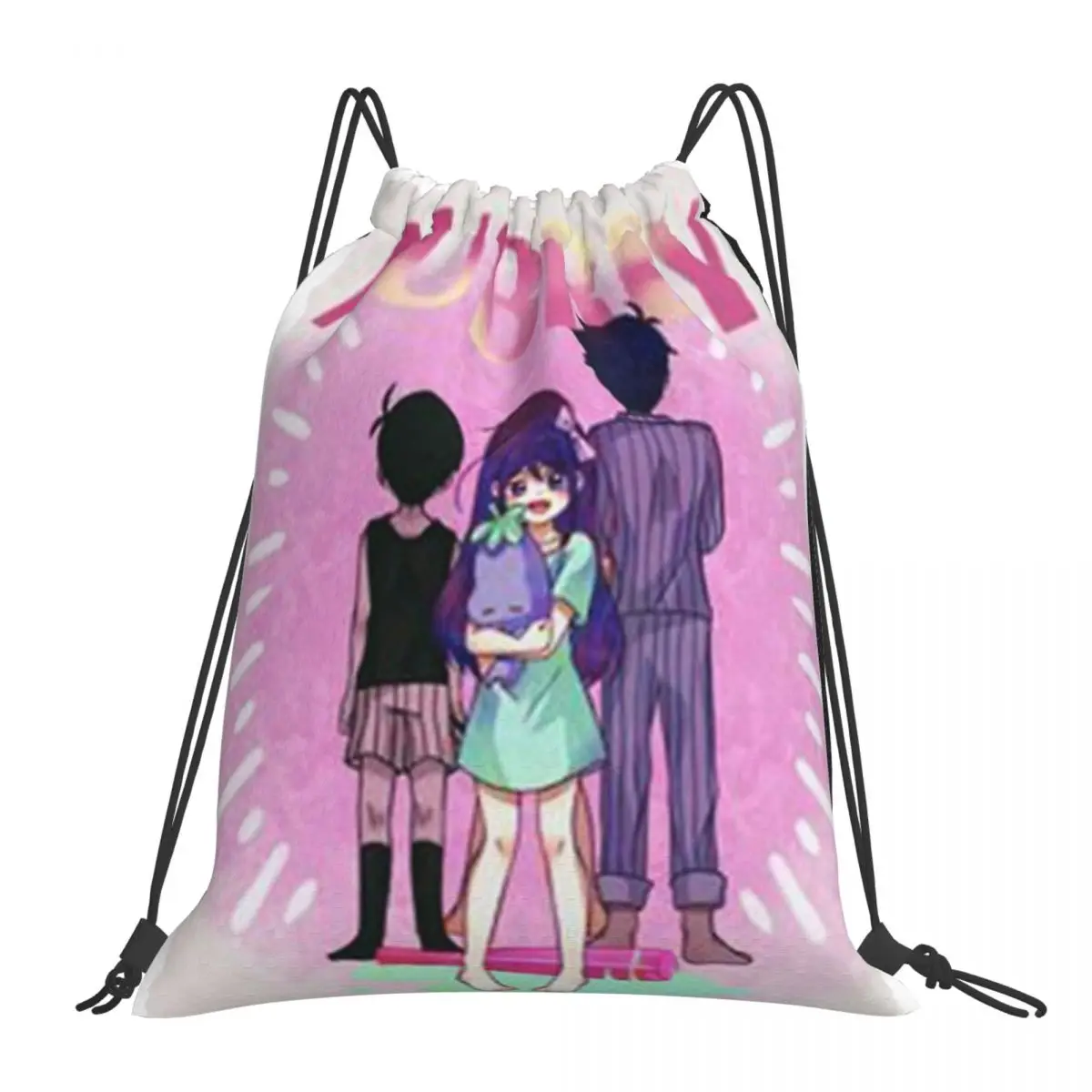 

Omori Anime Video Game Backpack Fashion Portable Drawstring Bags Drawstring Bundle Pocket Storage Bag Book Bag For Travel School