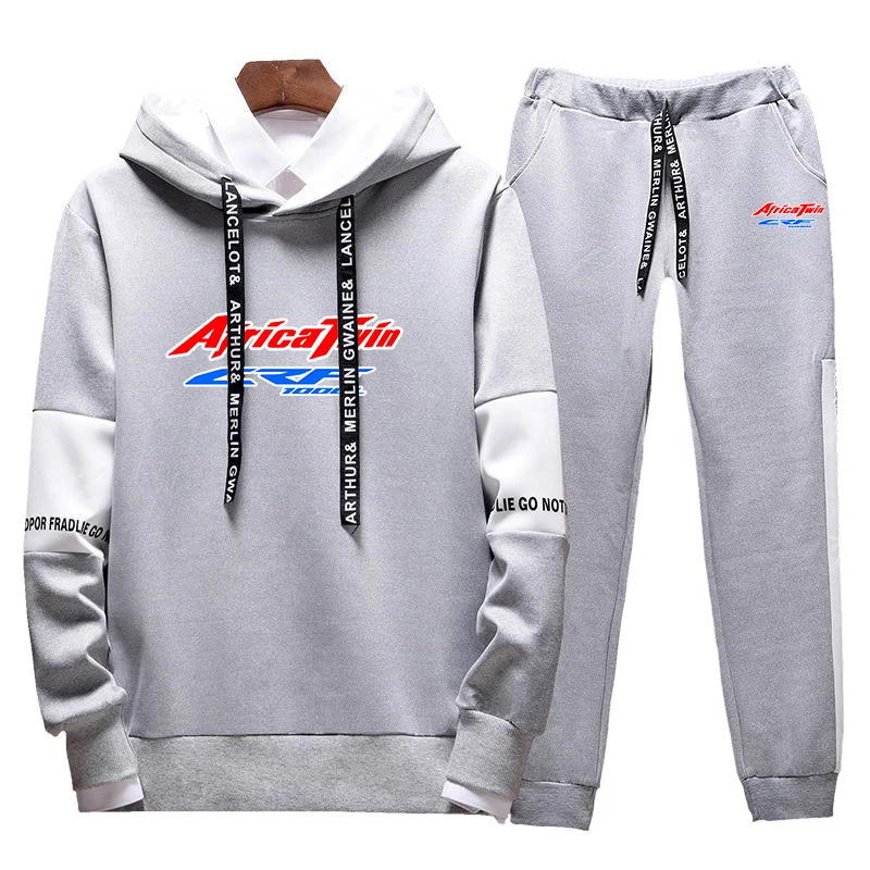 Africa Twin Crf 1000 L Crf1000 Spring Autumn New Print Men Designe Fashion Quality Lace-up Suit Hoodie Sweatpants Two-piece Set