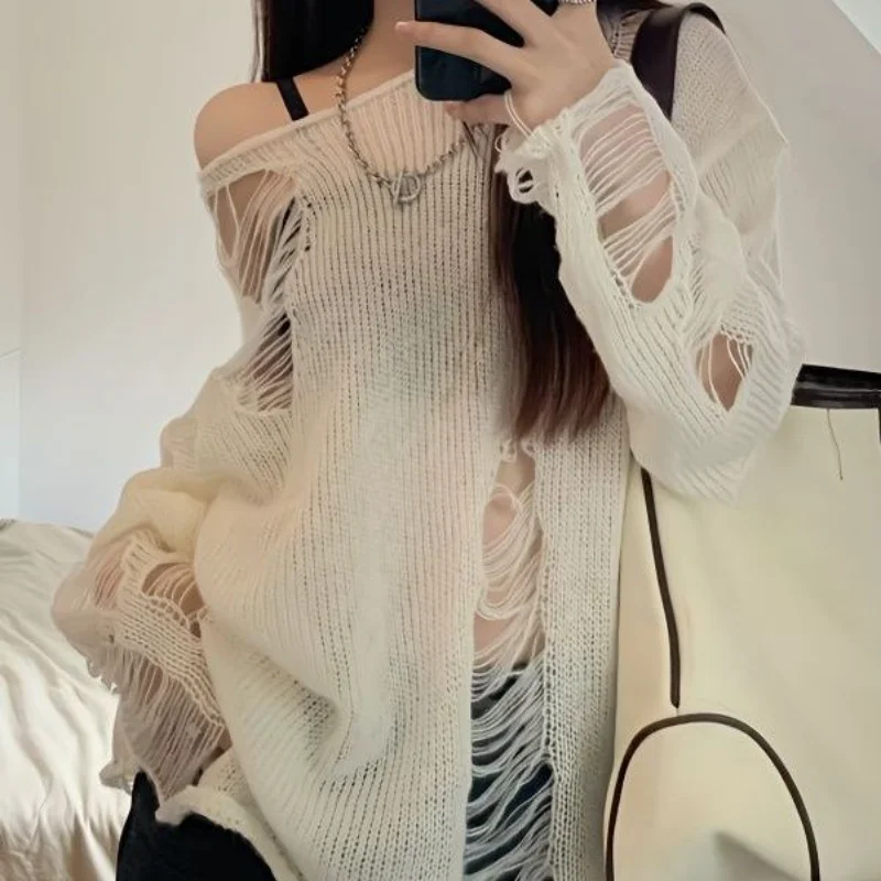 

Sweaters Women Hotsweet Hollow Out Summer Holiday Solid Sun-proof High Street Casual Loose Korean Fashion Pullovers Ins Knitwear
