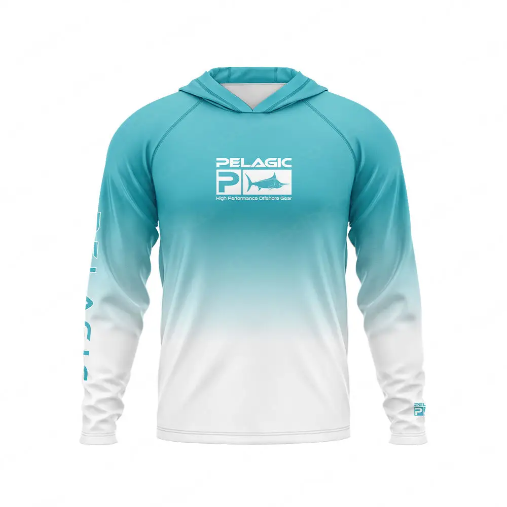 Pelagic Gear Hoodie Fishing Shirts Long Sleeve Uv Protection Jersey Upf 50 Clothes Breathable 2024 Fishing Clothing Camisa Pesca