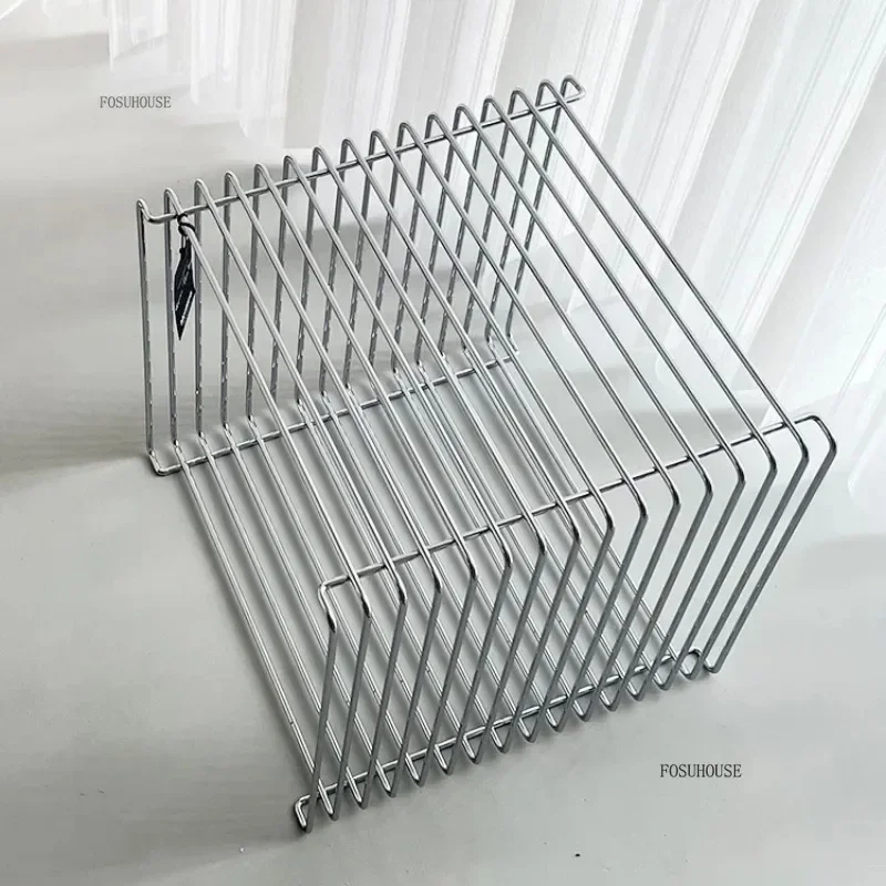 Description Picture 3 of itemLuxury Simple Metal Magazine Rack Mini Coffee Table Nordic Designer Bedroom Bedside Table Art Ins Living Room Furniture d