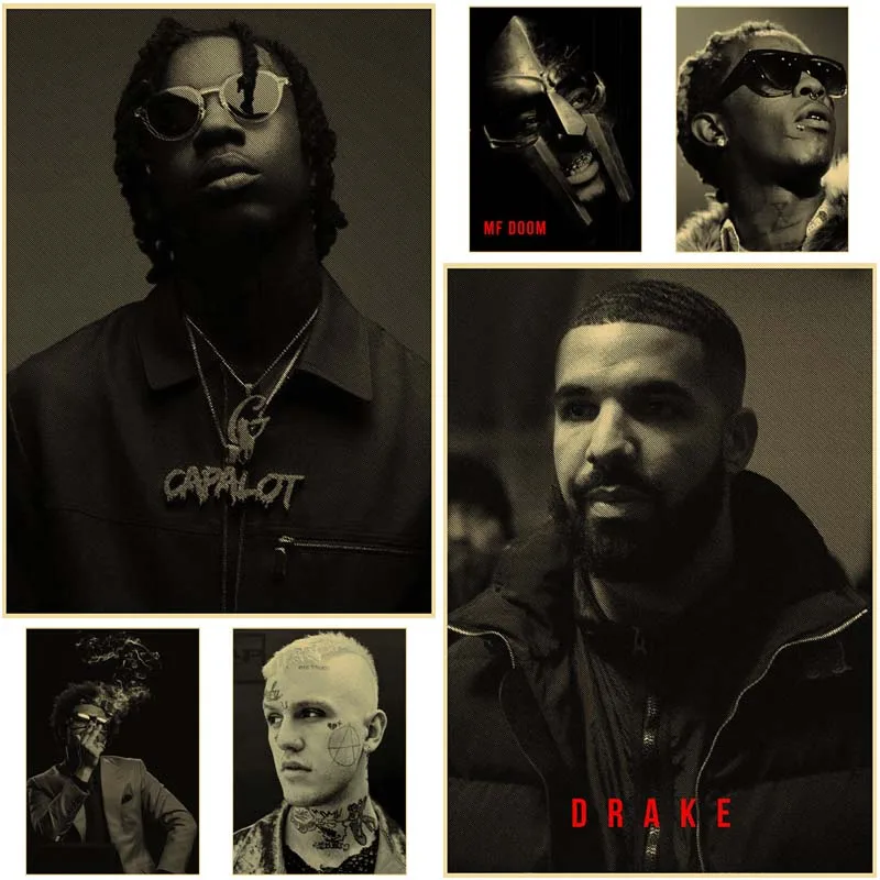 

Famous Rapper Singer Posters Kraft Paper Hip Hop Star Wall Art Painting Home Decor Mural Living Room Bar Decoration Pictures