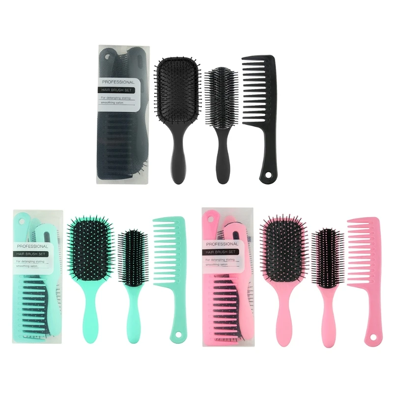 

3pcs Anti-Static Comb Detangling Hair Brush Scalp Massage Combs Styling Tools Dropship