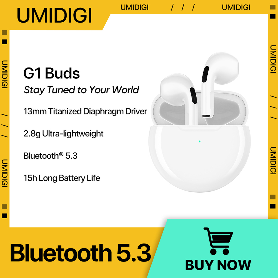 UMIDIGI G1 Buds TWS Wireless Earphones Bluetooth 5.3 ENC Sport Noise Reduction 380mAh Headsets With Microphone