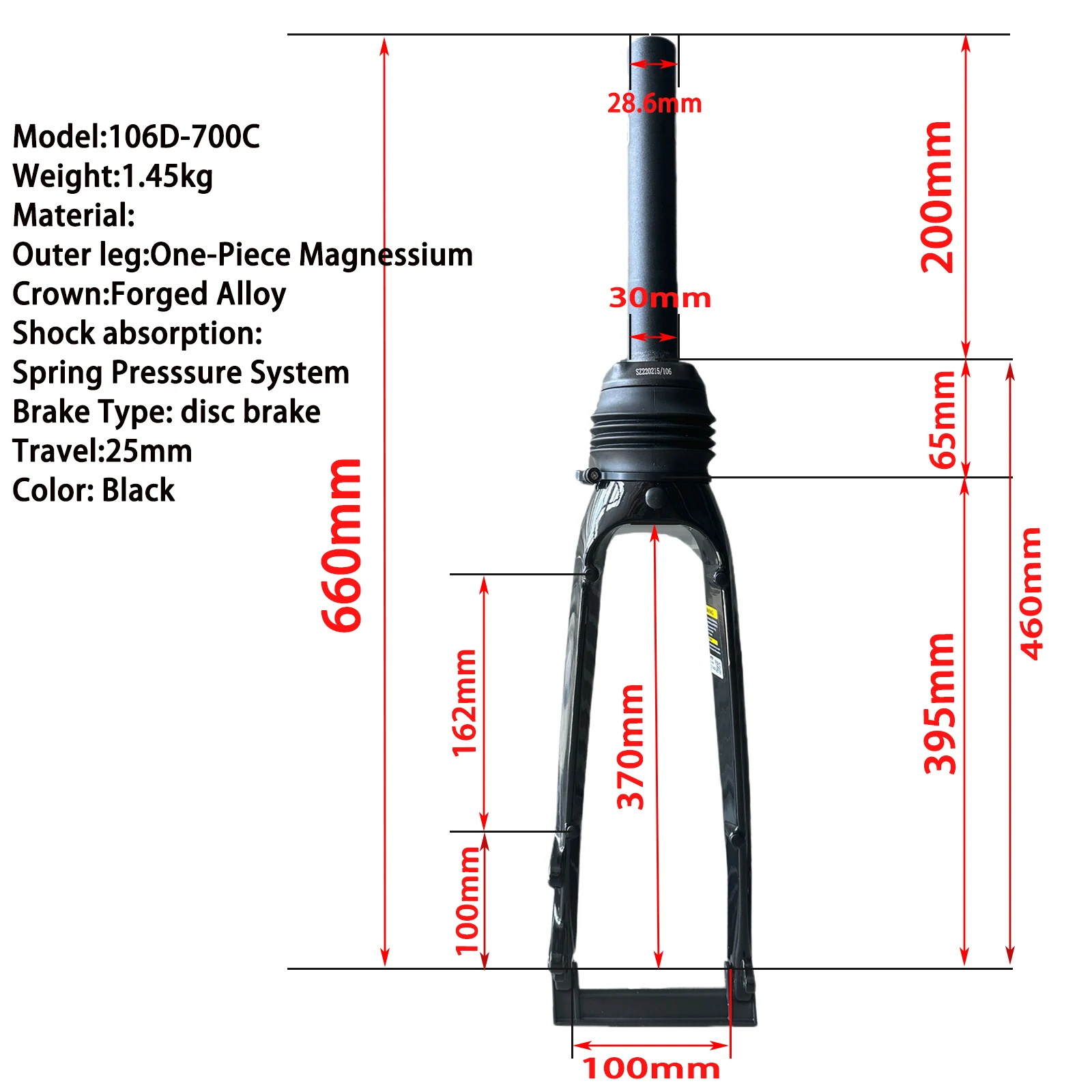 ZOOM Bicycle Fork MTB Mountain Road City Bike Fork Double Shoulder aluminium alloy Shock Absorber Front Fork 20inch Disk Brake