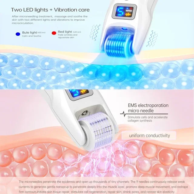 Bio Roller EMS microneedling derma roller with LED and vibration