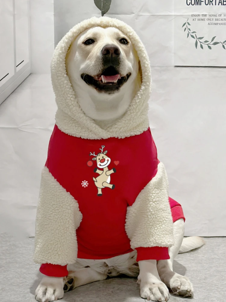 

Small-large Dog Clothes Add Velvet Warm Dog Hoodie Dog Christmas Clothes Labrador Golden Retriever Dog Sweater Dog Accessories