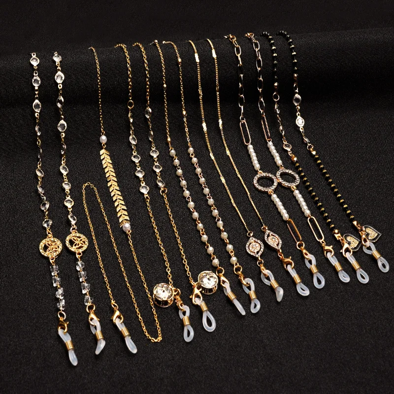 

Fashion Glasses Chain for Women Elegant Pearl Beaded Crystal Sunglass Lanyard Holder Neck Cord Eyewear Jewelry Gift