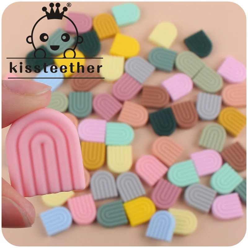 Kissteether New Creative DIY Baby Products Cartoon Silicone Solid Color Rainbow Teether  Molar Pacifier Anti-Drop Chain Toy silicone teether cartoon animals rainbow car 1pc food grade silicone pendants diy pacifier chain accessories baby molar toys