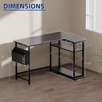 40 Inch L-Shaped Corner Desk with Reversible Shelves, Pink Home Office Study Table for Small Spaces 3