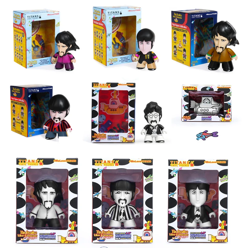 

Original Titans The Beatles Yellow Submarine Titans Vinyl Full Case Figure dolls Collection 4.5inch Figures Model Kit Action Toy